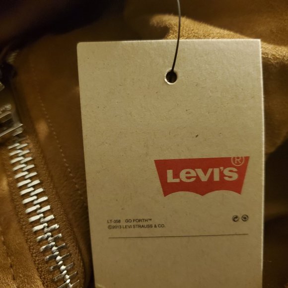 NWT Levi's Women's size 3X Faux Suede Belted Asymmetrical Moto Jacket Cognac Tan - Picture 9 of 10